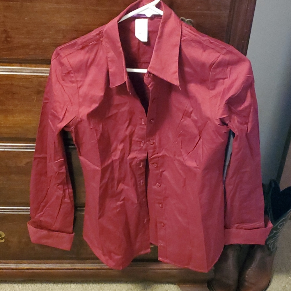 Burgundy Button down long sleeve